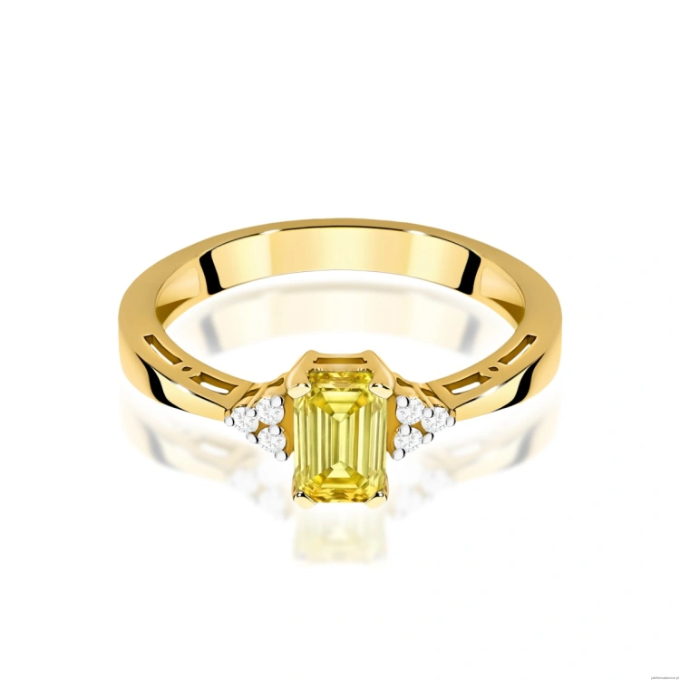 Pierścionek W0002 Diament laboratoryjny żółty 0,50ct żółte złoto