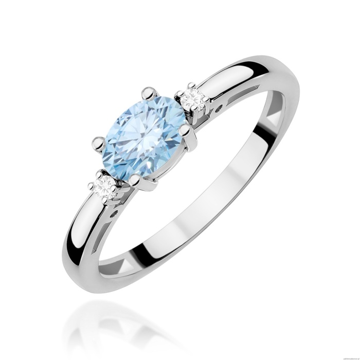 Pierścionek W0006 Diament Laboratoryjny niebieski 0,50ct białe złoto