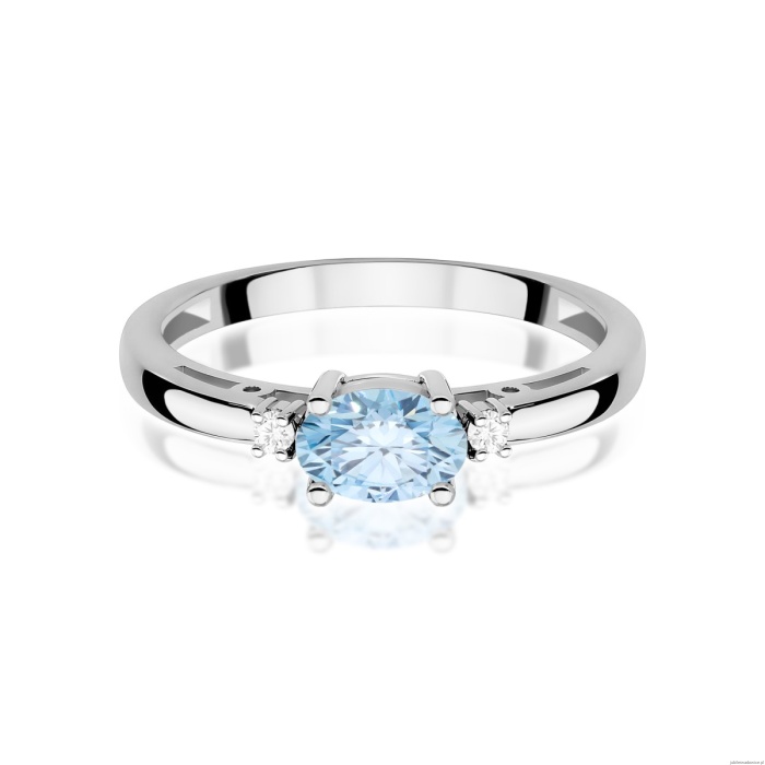 Pierścionek W0006 Diament Laboratoryjny niebieski 0,50ct białe złoto