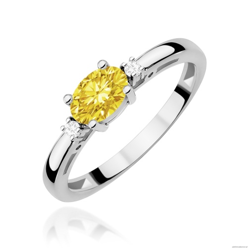 Pierścionek W0006 Diament Laboratoryjny żółty 0,50ct białe złoto