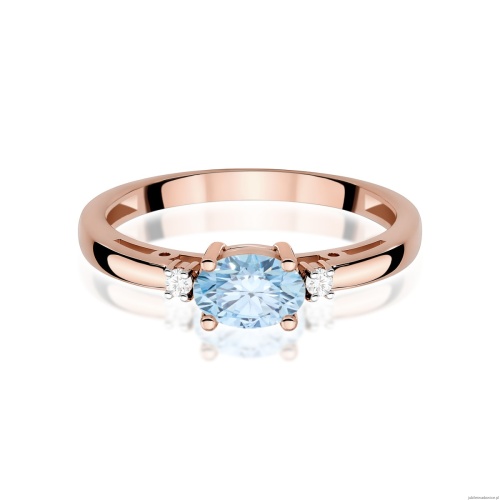 Pierścionek W0006 Diament Laboratoryjny niebieski 0,50ct różowe złoto