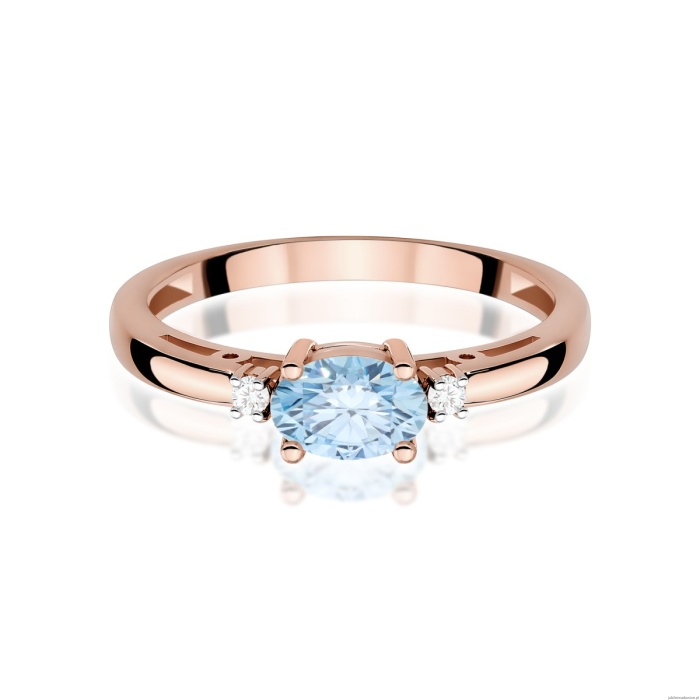 Pierścionek W0006 Diament Laboratoryjny niebieski 0,50ct różowe złoto
