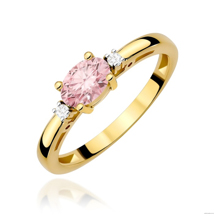 Pierścionek W0006 Diament Laboratoryjny różowy 0,50ct żółte złoto