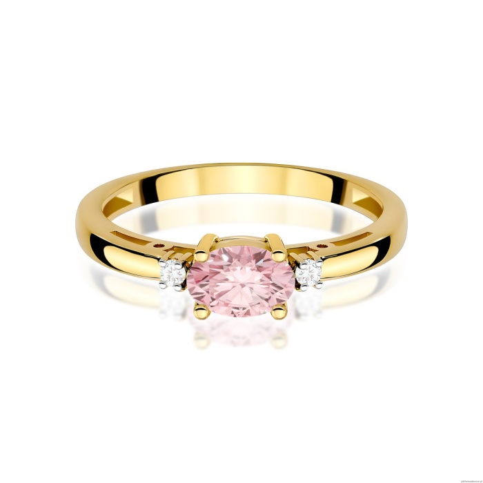 Pierścionek W0006 Diament Laboratoryjny różowy 0,50ct żółte złoto