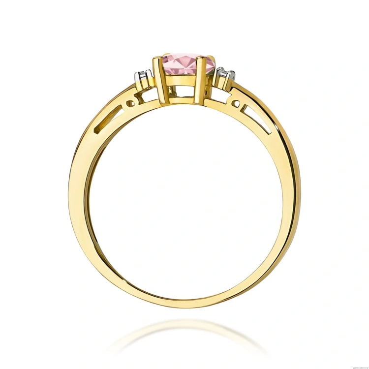 Pierścionek W0006 Diament Laboratoryjny różowy 0,50ct żółte złoto