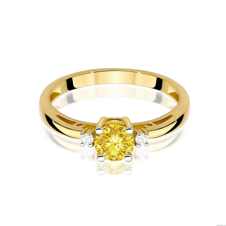 Pierścionek W0010 Diament laboratoryjny żółty 0,50ct żółte złoto