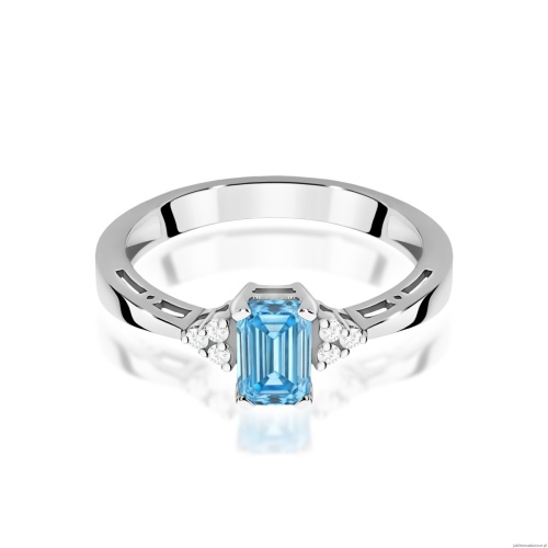 Pierścionek W0002 Diament Laboratoryjny niebieski 0,50ct białe złoto 375