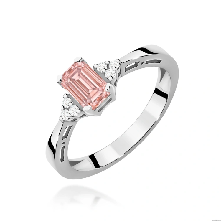 Pierścionek W0002 Diament Laboratoryjny różowy 0,50ct białe złoto 375