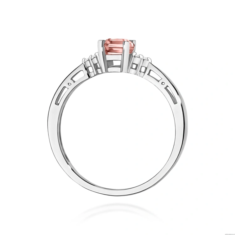 Pierścionek W0002 Diament Laboratoryjny różowy 0,50ct białe złoto 375
