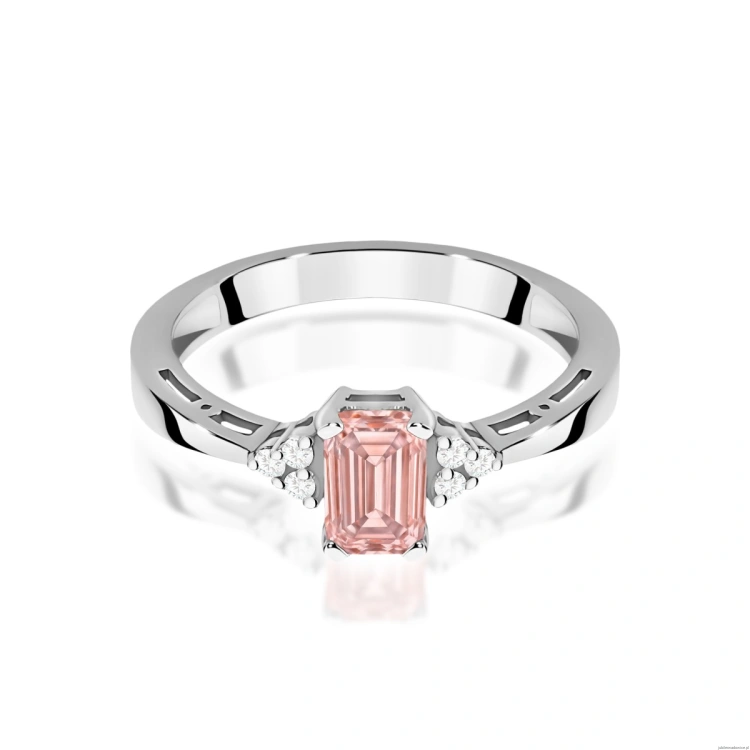 Pierścionek W0002 Diament Laboratoryjny różowy 0,50ct białe złoto 375