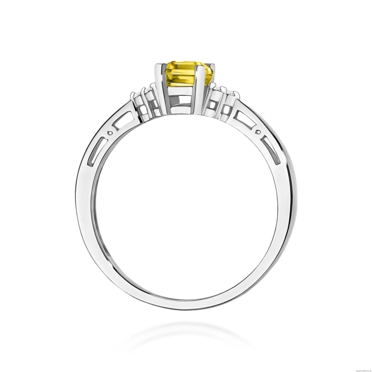 Pierścionek W0002 Diament Laboratoryjny żółty 0,50ct białe złoto 375