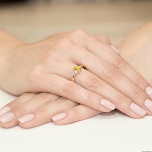 Pierścionek W0002 Diament laboratoryjny żółty 0,50ct żółte złoto 375