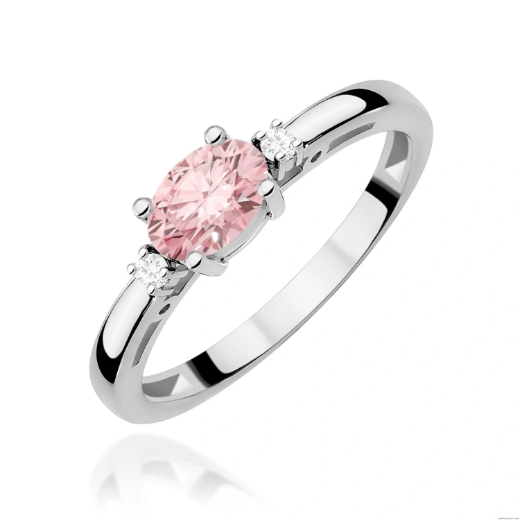 Pierścionek W0006 Diament Laboratoryjny różowy 0,50ct białe złoto 375
