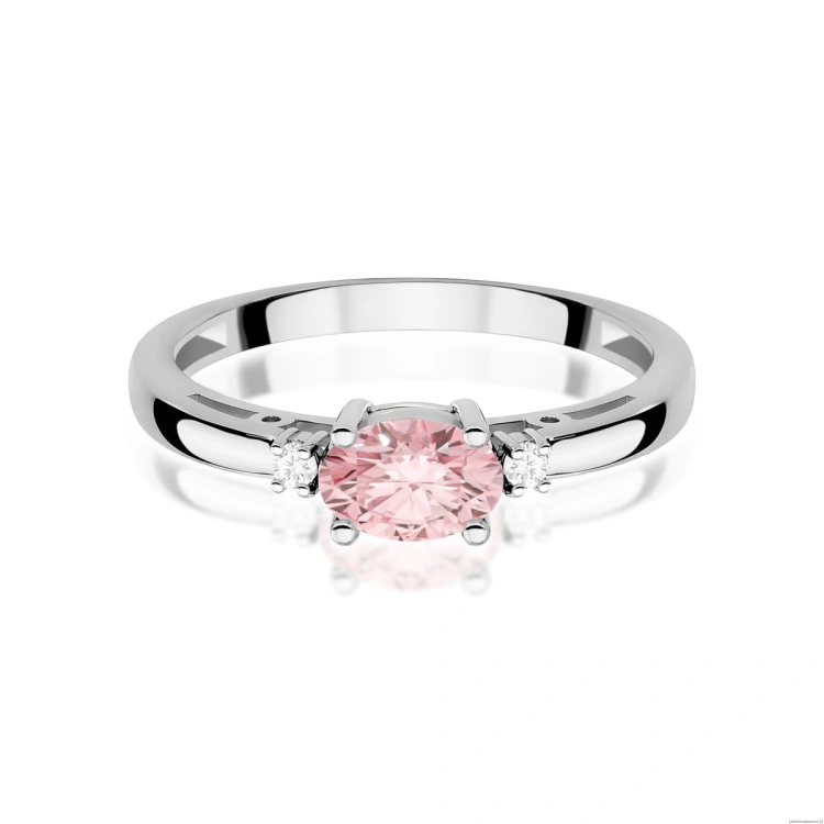Pierścionek W0006 Diament Laboratoryjny różowy 0,50ct białe złoto 375