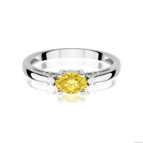 Pierścionek W0006 Diament Laboratoryjny żółty 0,50ct białe złoto 375