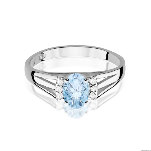 Pierścionek W0005 Diament Laboratoryjny niebieski 0,50ct białe złoto 375