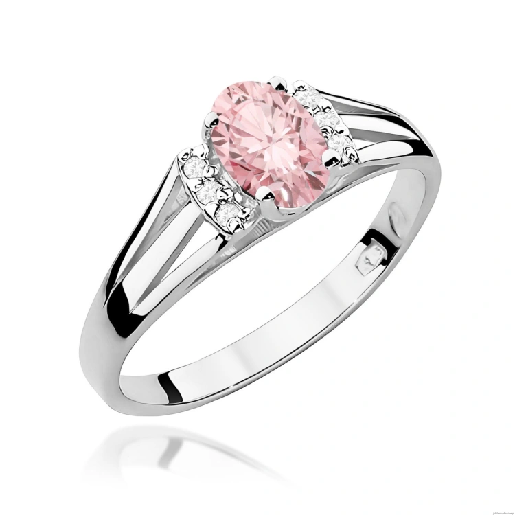 Pierścionek W0005 Diament Laboratoryjny różowy 0,50ct białe złoto 375