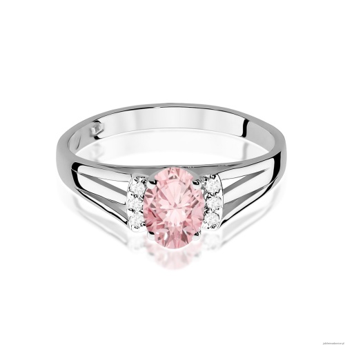Pierścionek W0005 Diament Laboratoryjny różowy 0,50ct białe złoto 375