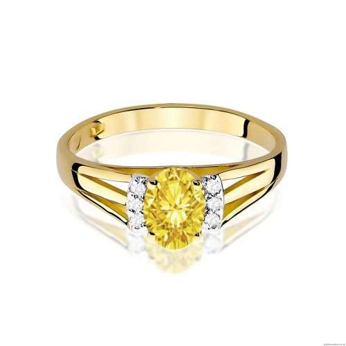 Pierścionek W0005 Diament Laboratoryjny żółty 0,50ct żółte złoto 375