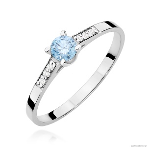 Pierścionek W0399 Diament Laboratoryjny niebieski 0.15ct białe złoto 375
