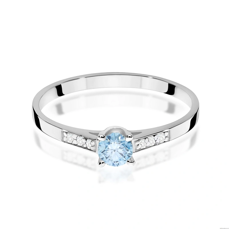 Pierścionek W0399 Diament Laboratoryjny niebieski 0.15ct białe złoto 375