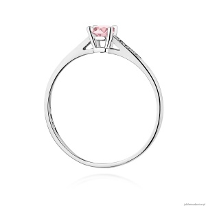 Pierścionek W0399 Diament Laboratoryjny różowy 0.15ct białe złoto 375