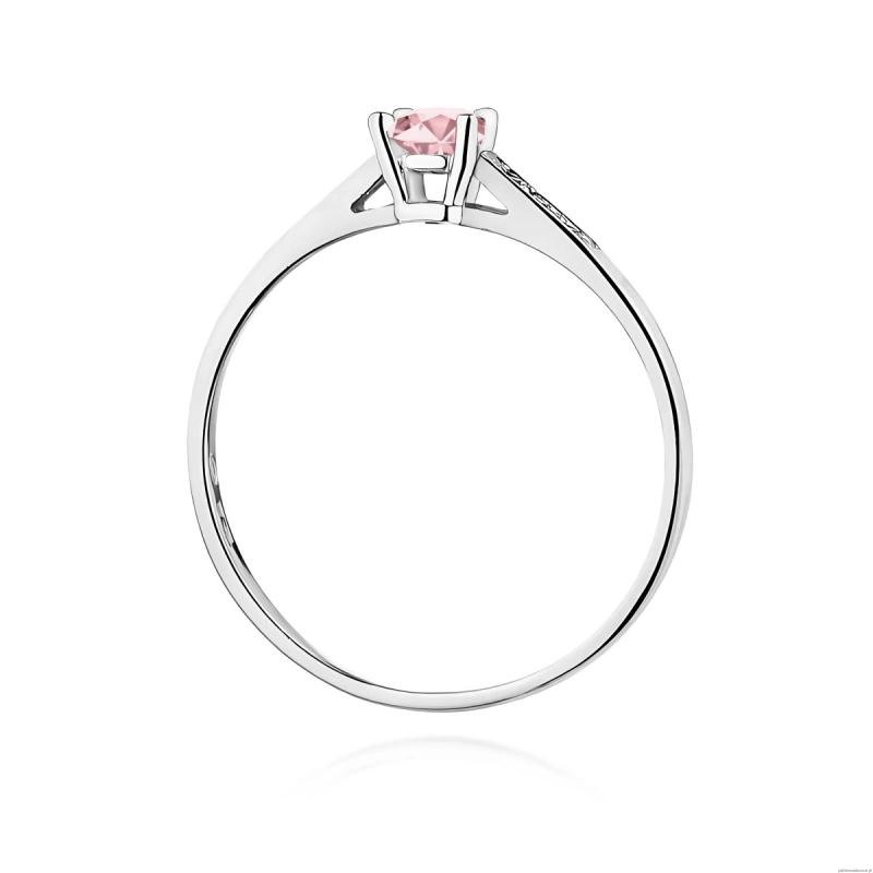Pierścionek W0399 Diament Laboratoryjny różowy 0.15ct białe złoto 375
