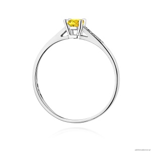 Pierścionek W0399 Diament Laboratoryjny żółty 0.15ct białe złoto 375