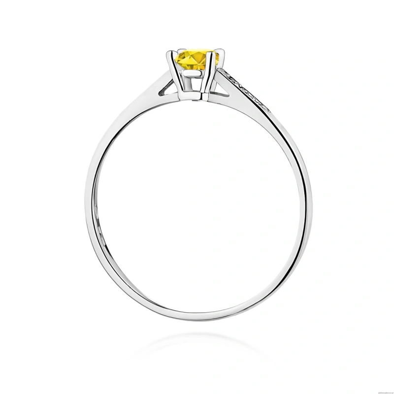 Pierścionek W0399 Diament Laboratoryjny żółty 0.15ct białe złoto 375