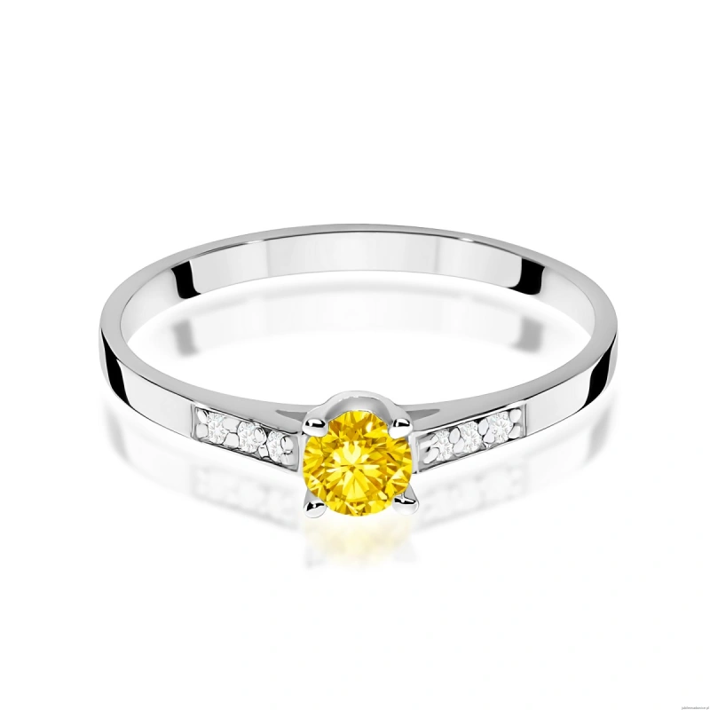 Pierścionek W0399 Diament Laboratoryjny żółty 0.15ct białe złoto 375