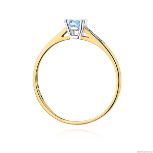 Pierścionek W0399 Diament Laboratoryjny niebieski 0.15ct  żółte złoto 375