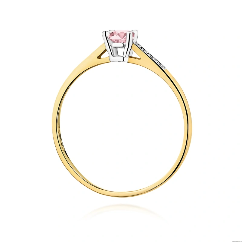 Pierścionek W0399 Diament Laboratoryjny różowy 0.15ct żółte złoto 375