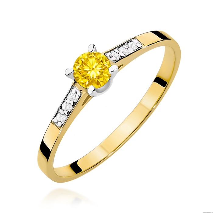 Pierścionek W0399 Diament Laboratoryjny żółty 0.15ct żółte złoto 375