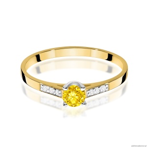 Pierścionek W0399 Diament Laboratoryjny żółty 0.15ct żółte złoto 375