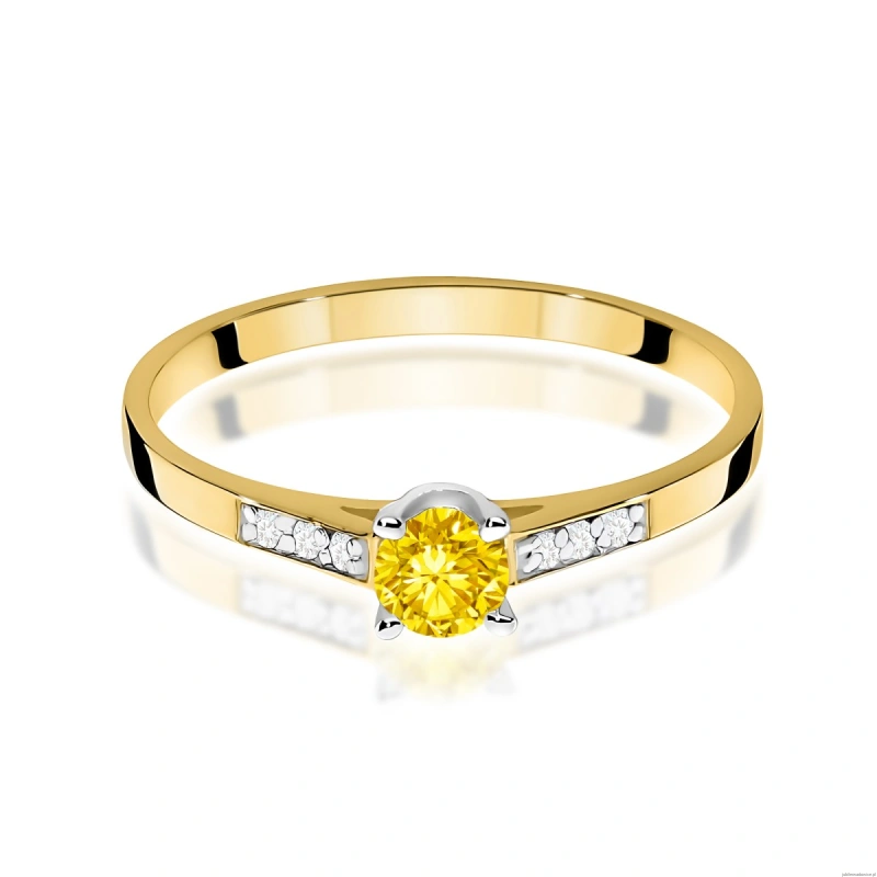 Pierścionek W0399 Diament Laboratoryjny żółty 0.15ct żółte złoto 375