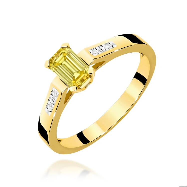 Pierścionek W0078 Diament laboratoryjny żółty 0,50ct żółte złoto 375