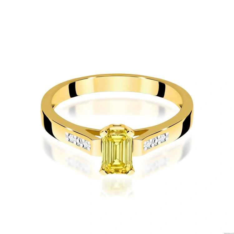 Pierścionek W0078 Diament laboratoryjny żółty 0,50ct żółte złoto 375