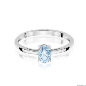 Pierścionek W0685 Diament laboratoryjny niebieski 0,50ct białe złoto 375
