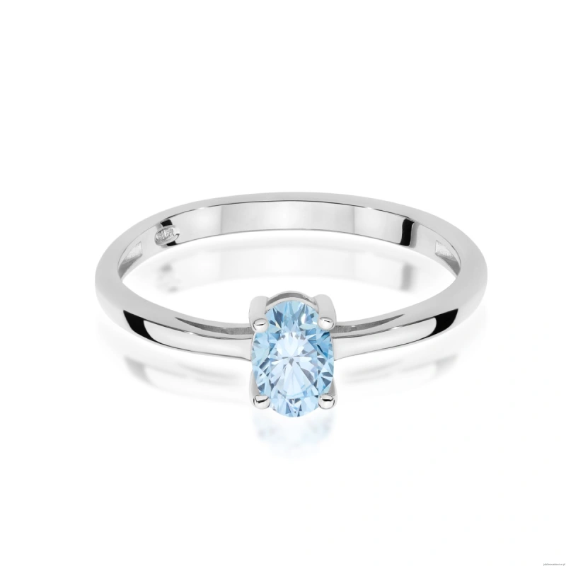 Pierścionek W0685 Diament laboratoryjny niebieski 0,50ct białe złoto 375