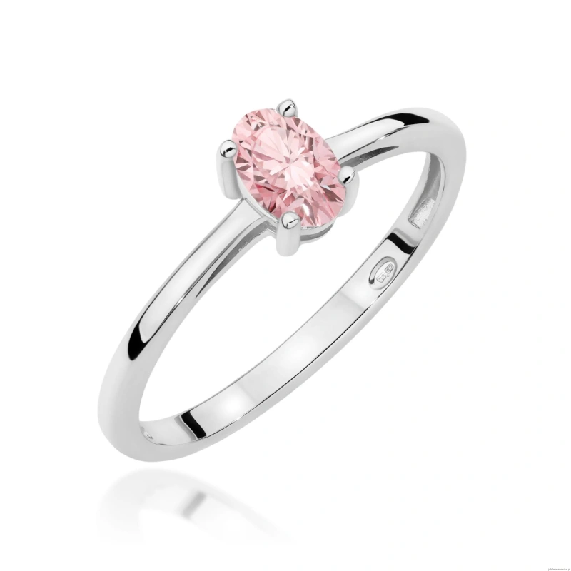 Pierścionek W0685 Diament laboratoryjny różowy 0,50ct białe złoto 375