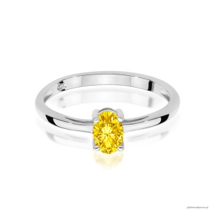 Pierścionek W0685 Diament laboratoryjny żółty 0,50ct białe złoto 375