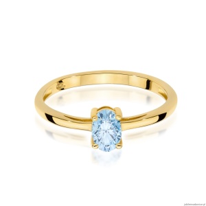 Pierścionek W0685 Diament laboratoryjny niebieski 0,50ct  żółte złoto 375