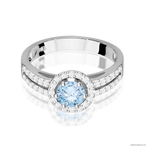 Pierścionek W0087 Diament Laboratoryjny niebieski 0,50ct białe złoto 375