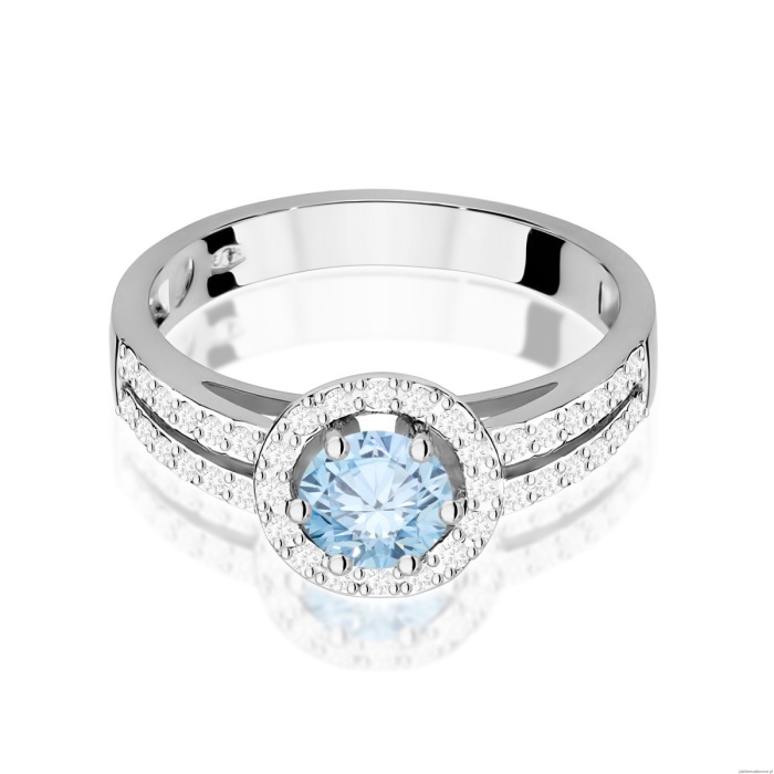 Pierścionek W0087 Diament Laboratoryjny niebieski 0,50ct białe złoto 375