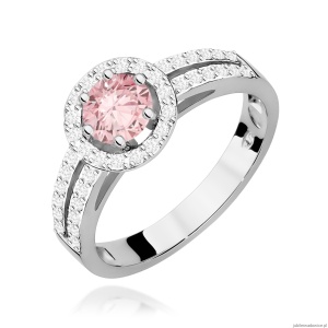 Pierścionek W0087 Diament Laboratoryjny różowy 0,50ct białe złoto 375