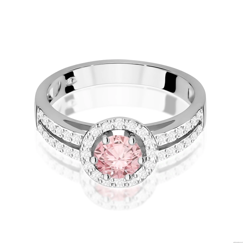 Pierścionek W0087 Diament Laboratoryjny różowy 0,50ct białe złoto 375