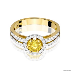 Pierścionek W0087 Diament Laboratoryjny żółty 0,50ct żółte złoto 375