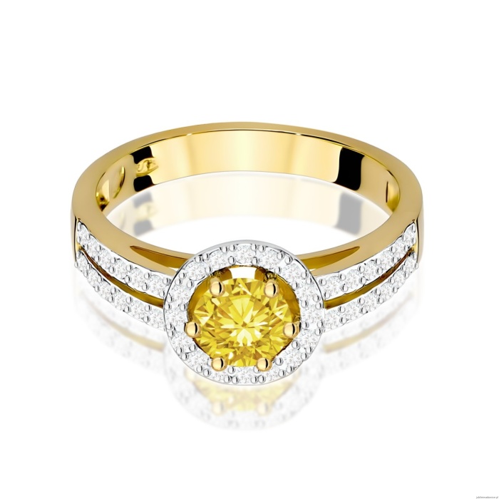 Pierścionek W0087 Diament Laboratoryjny żółty 0,50ct żółte złoto 375
