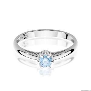 Pierścionek W0133 Diament Laboratoryjny niebieski 0,15ct białe złoto 375
