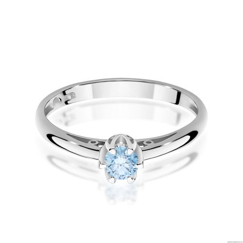 Pierścionek W0133 Diament Laboratoryjny niebieski 0,15ct białe złoto 375